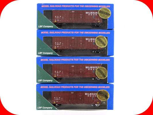 N Scale ***MILWAUKEE ROAD*** Excess Height Box Car 4-Pack -- LBF 5560, MTL Cplrs