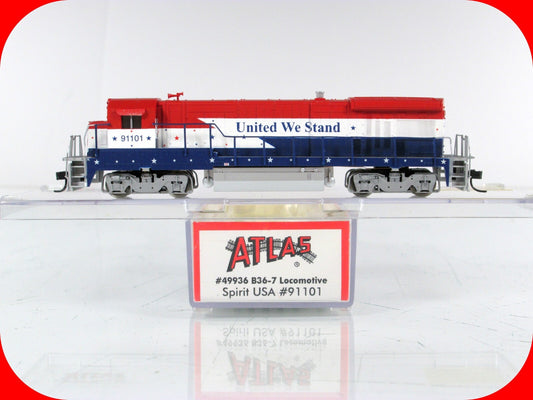 N Scale **GOD BLESS AMERICA - UNITED WE STAND** B36-7 #91101 -- Atlas, DCC Ready