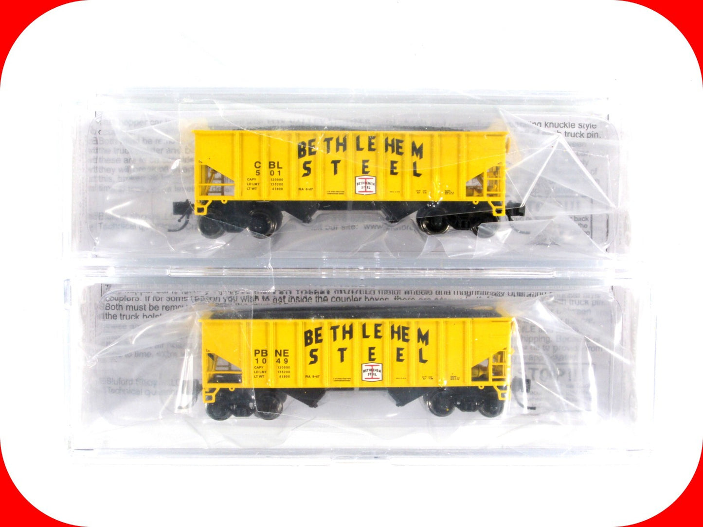 N Scale **BETHLEHEM STEEL** Hopper Set w/ Coal Loads - Bluford Special NSE 17-06