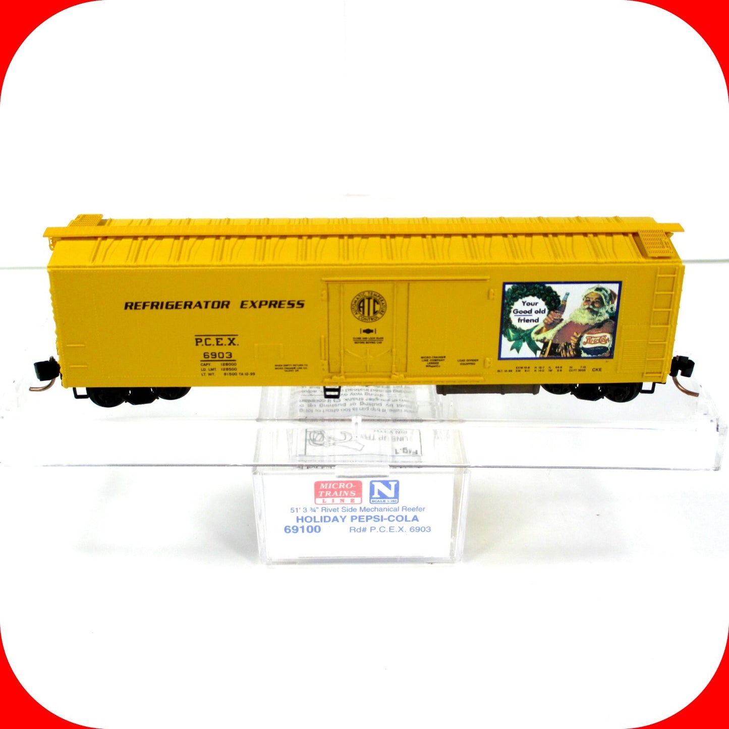 N Scale *PEPSI-COLA / CHRISTMAS* 51' Reefer Car - PCEX 6903 - Micro Trains 69100