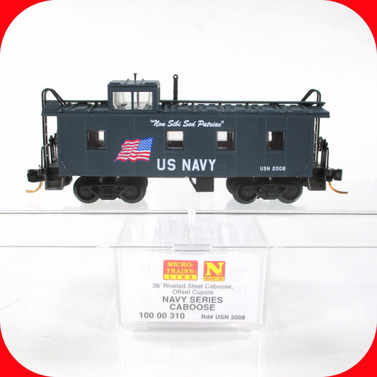 N Scale US Navy Series 36' Steel Cupola Caboose, USN 2008 -Micro Trains 10000310