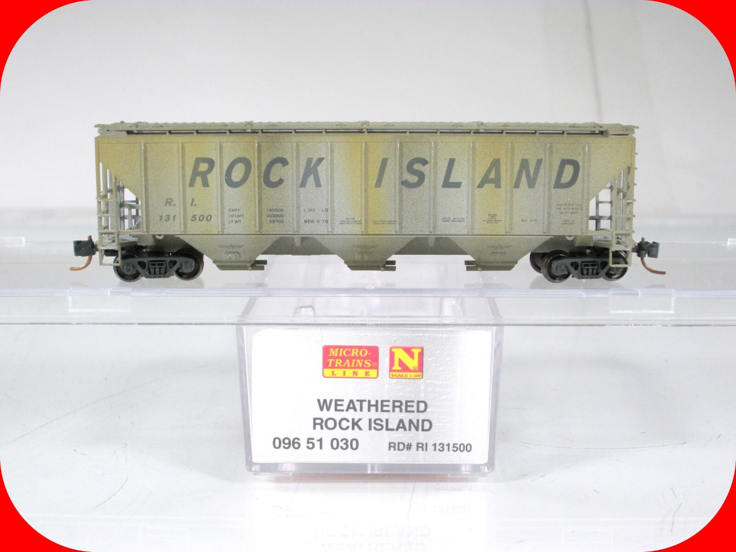N Scale ***ROCK ISLAND*** Weathered 3-Bay Hopper #131500 - Micro Trains 09644030