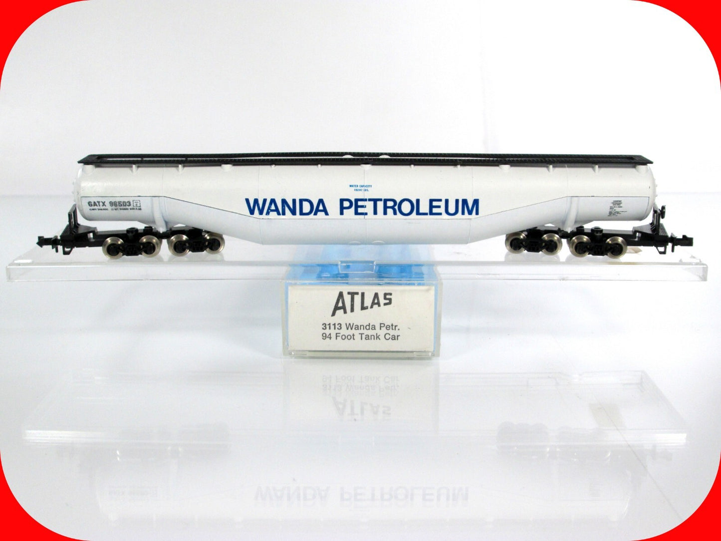 N Scale **WANDA PETROLEUM** 94' Jumbo Whale Belly Tanker GATX 96503 - Atlas 3113