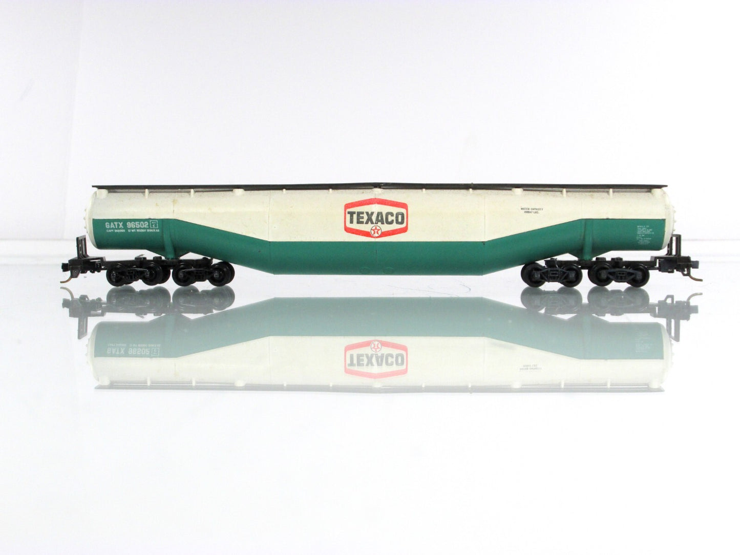 N Scale **TEXACO** 94' Jumbo Tanker, GATX 96502 - Atlas 3112, Micro Trains Cplrs