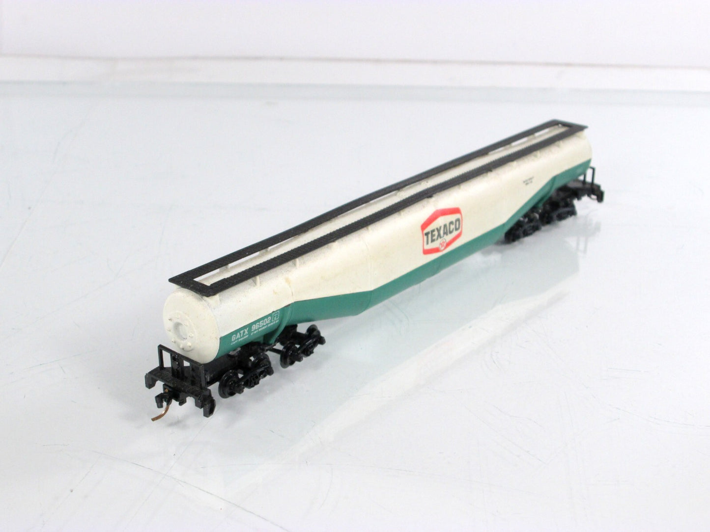 N Scale **TEXACO** 94' Jumbo Tanker, GATX 96502 - Atlas 3112, Micro Trains Cplrs