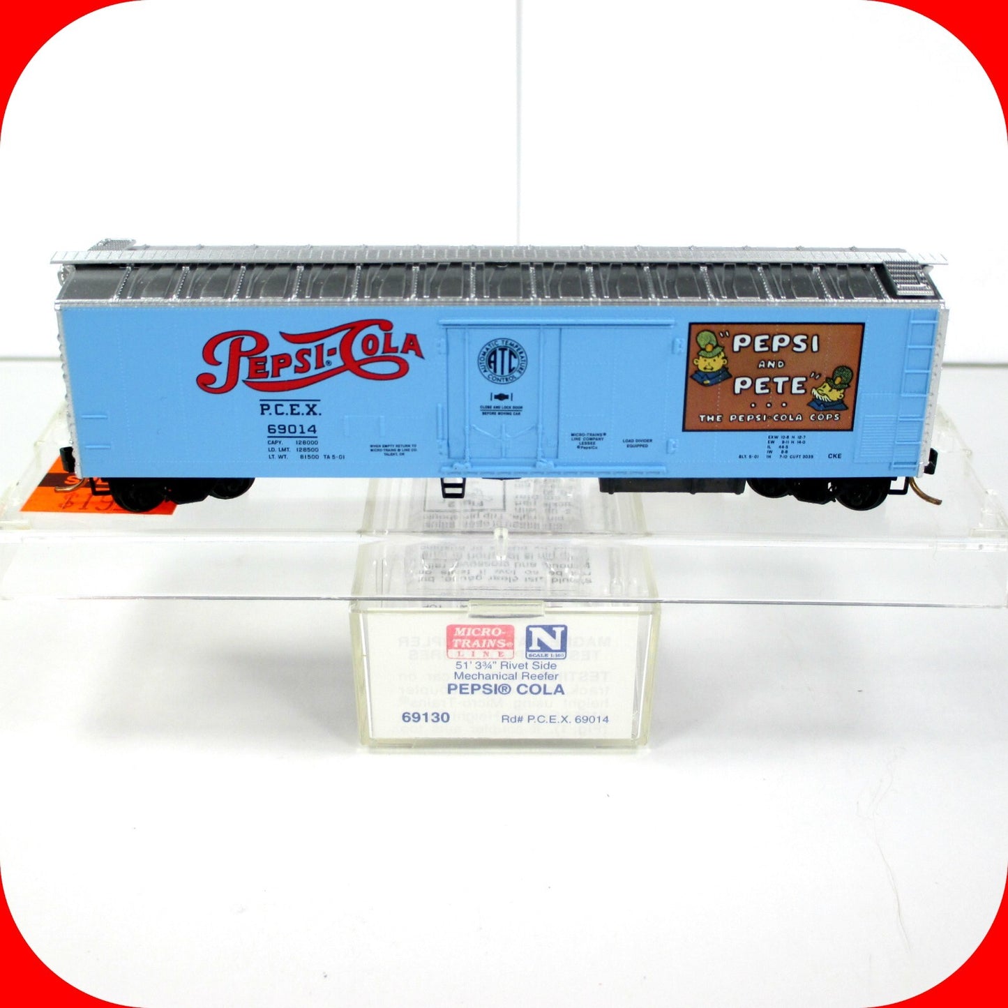 N Scale ***PEPSI-COLA*** PEPSI PETE COPS Reefer, PCEX 69014 - Micro Trains 69130