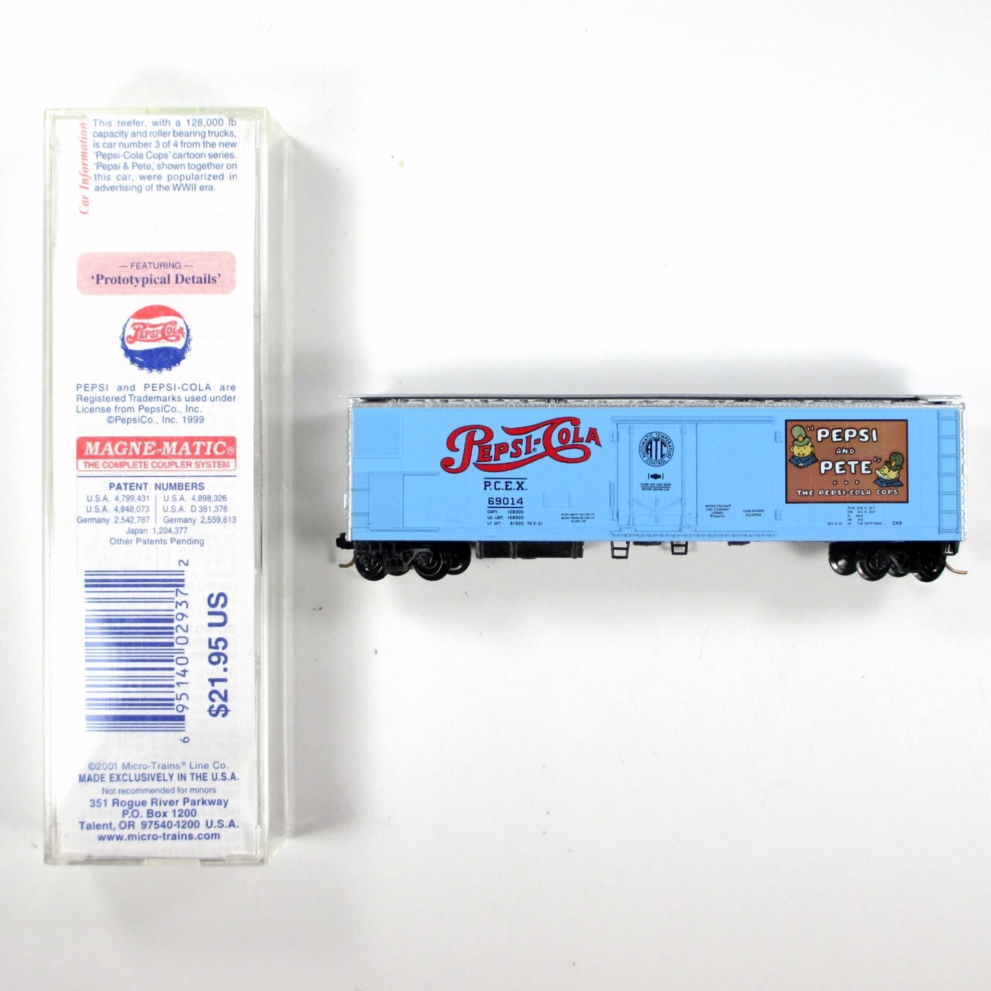 N Scale ***PEPSI-COLA*** PEPSI PETE COPS Reefer, PCEX 69014 - Micro Trains 69130