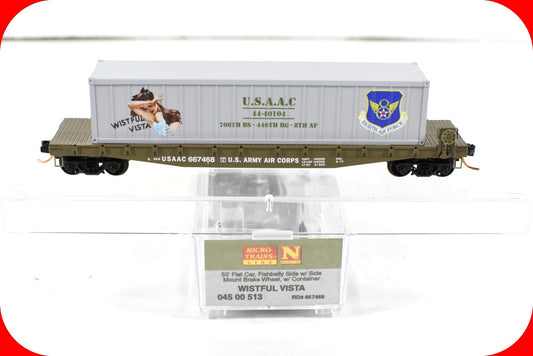 N Scale **WWII USAAC Flat Car, WISTFUL VISTA** Container - Micro-Trains 04500513