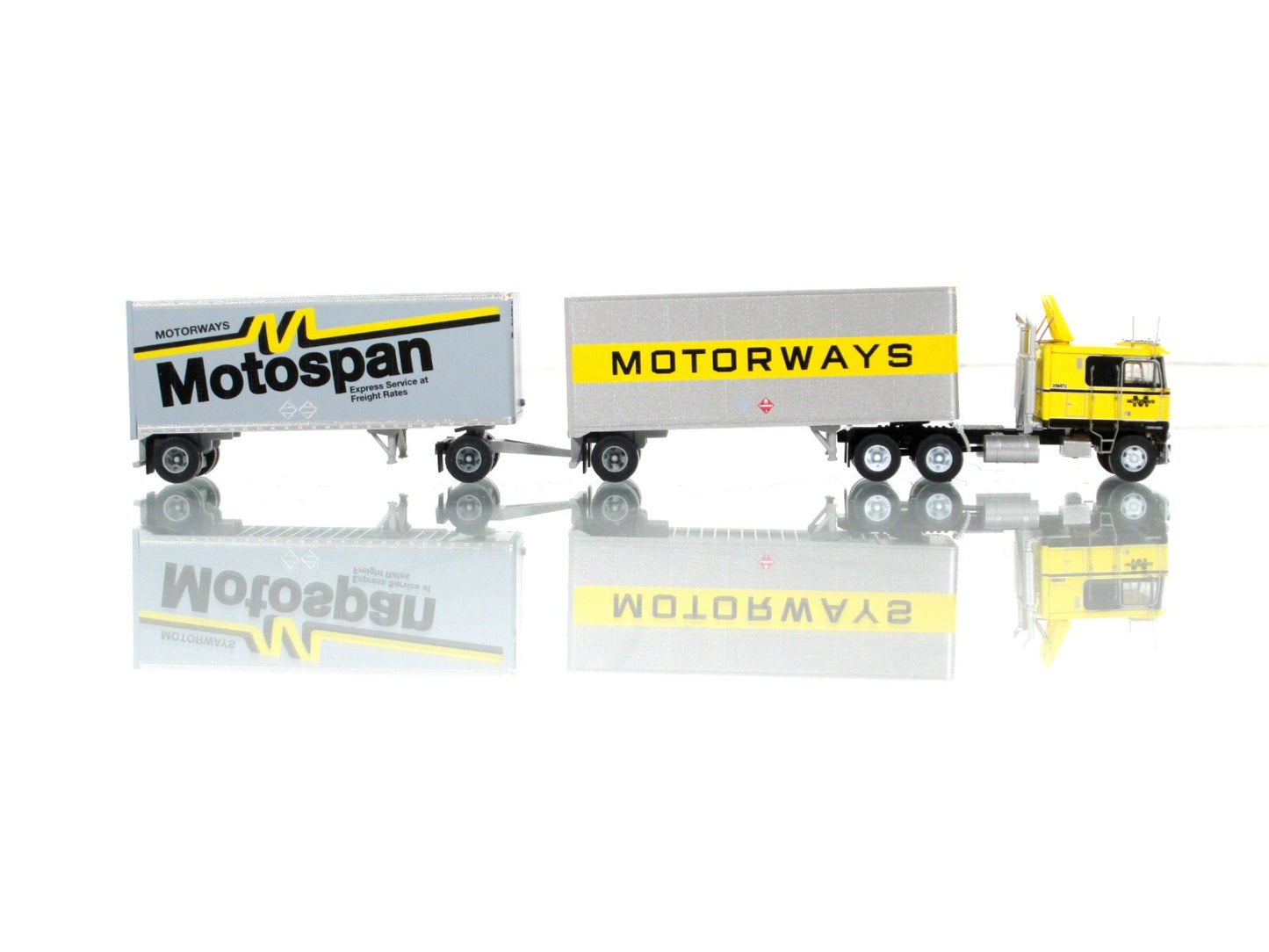 N Scale *MOTORWAYS** Kenworth K100 Tractor, Pup Trailers - Trainworx 51075 *RARE