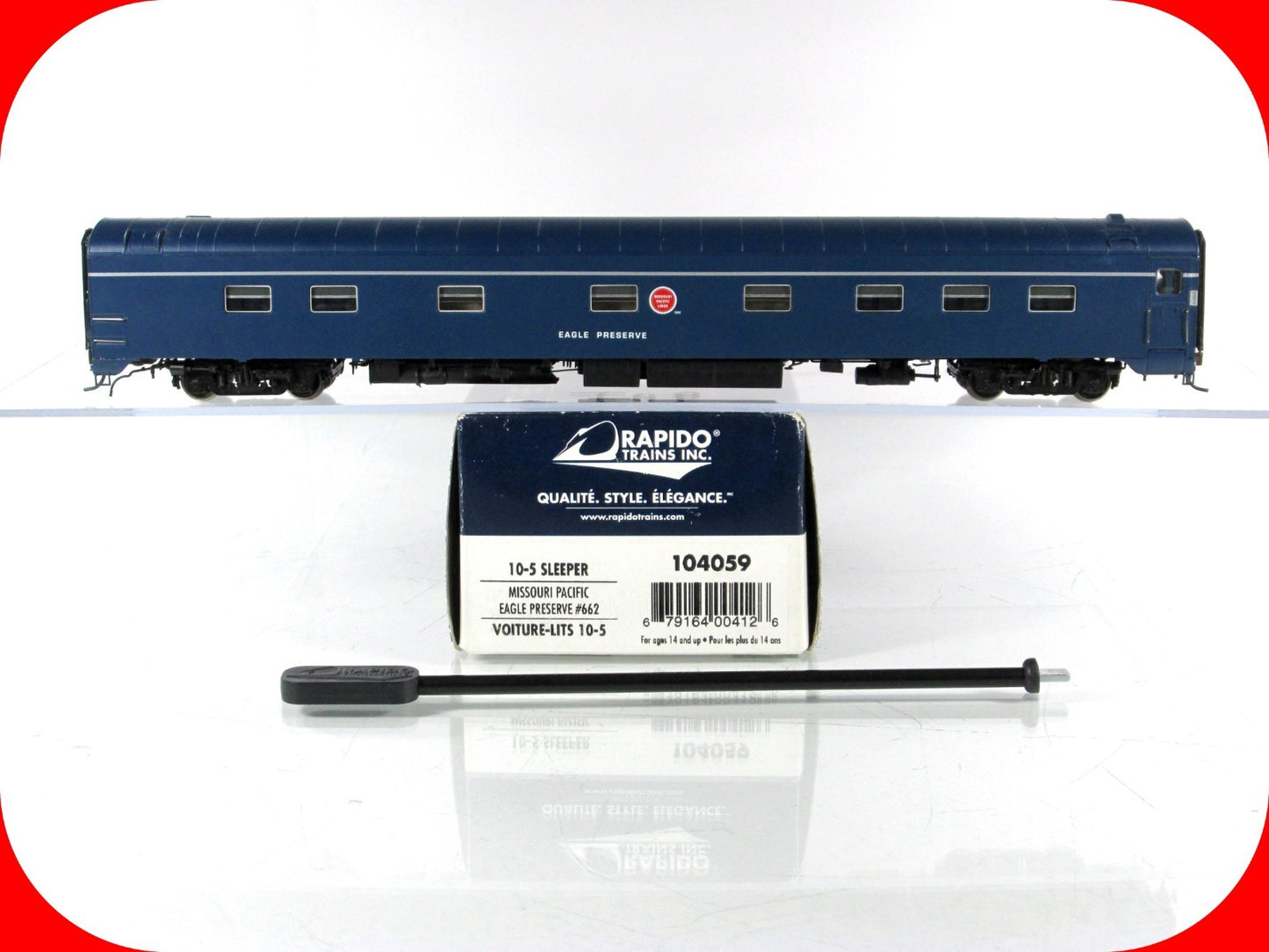 HO Scale *MISSOURI PACIFIC Eagle Preserve* Sleeper - Rapido 104059, Lights *RARE