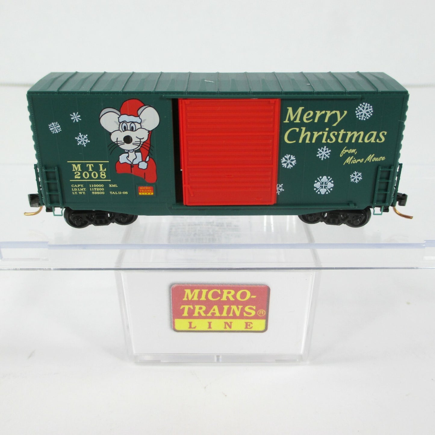N Scale MERRY CHRISTMAS Holiday 2008 Hi-Cube 40' Box Car --Micro Trains 10100070