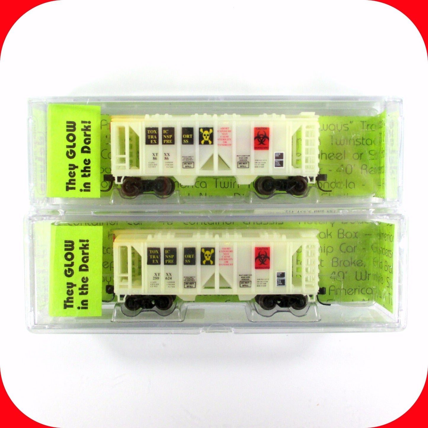N Scale ***TOXIC TRANSPORT, GLOW-In-The-DARK*** Hopper SET - DELUXE 73002 **RARE
