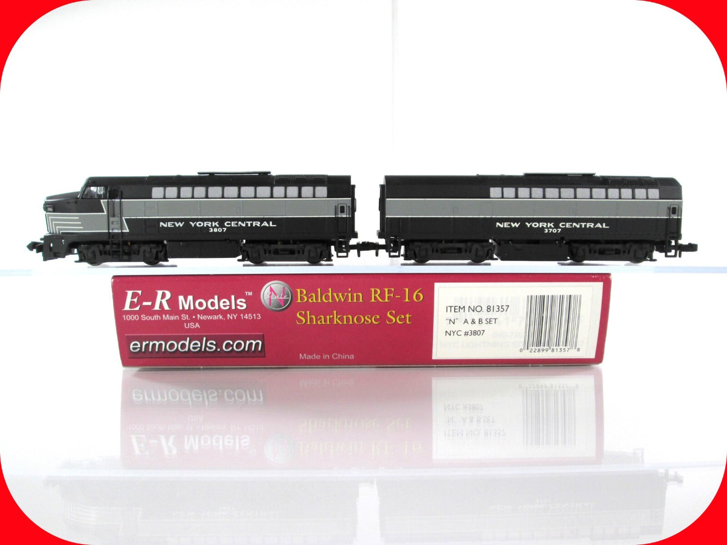 N Scale NYC Baldwin RF-16 Sharknose AB Set #3807,3707, E-R Models 81357, DCC Rdy