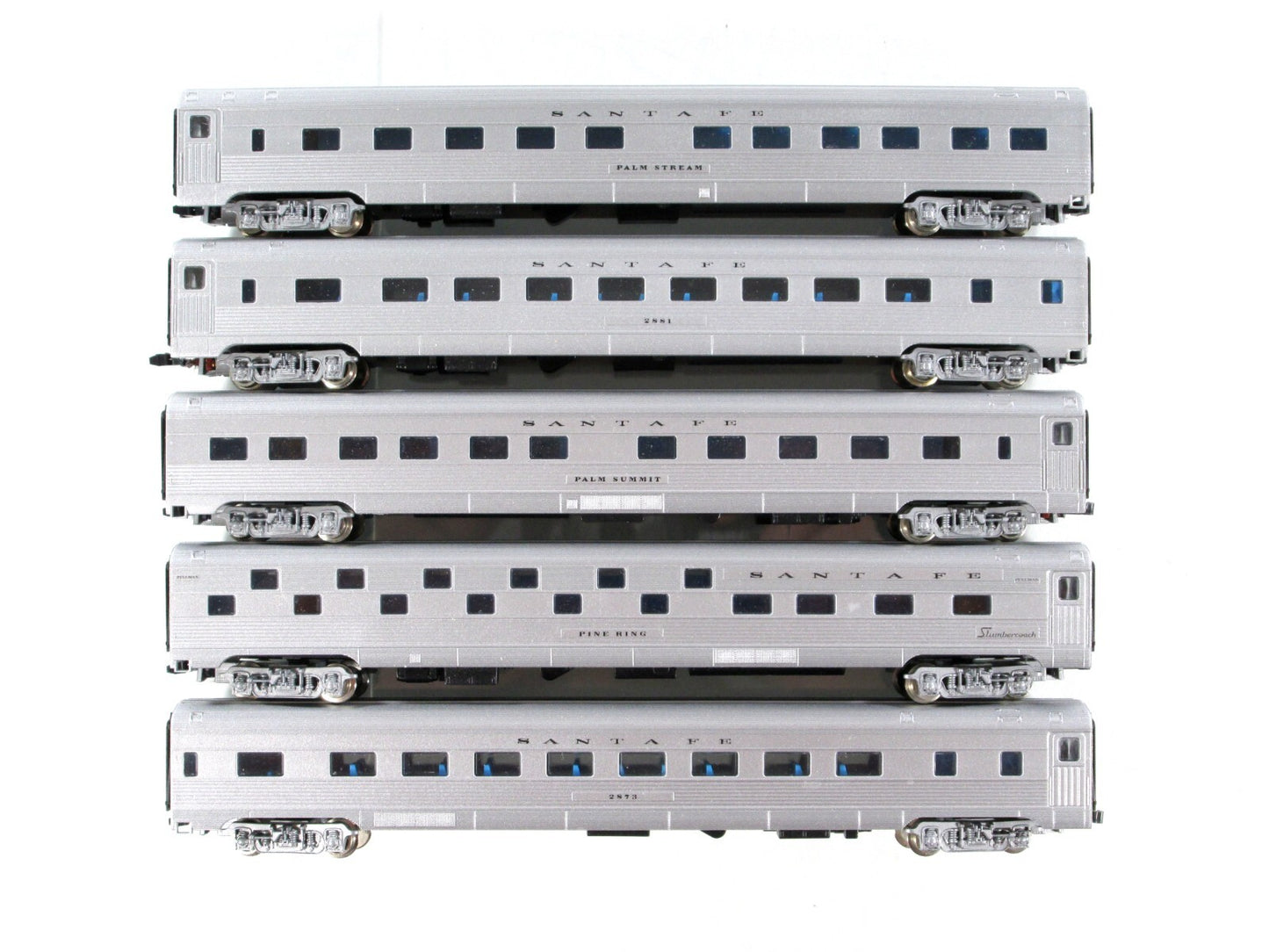 N Scale ***SANTA FE SUPER CHIEF*** Passenger Set - Con-Cor w/ Kato Trucks, Cplrs