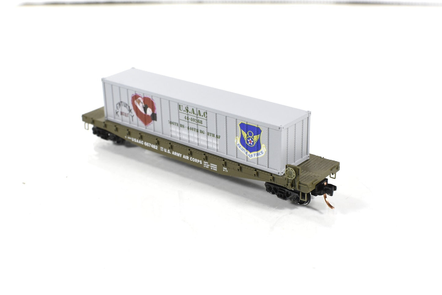 N Scale **ARMY USAAC Flat Car, KENTUCKY BELLE* Container - Micro-Trains 04500509