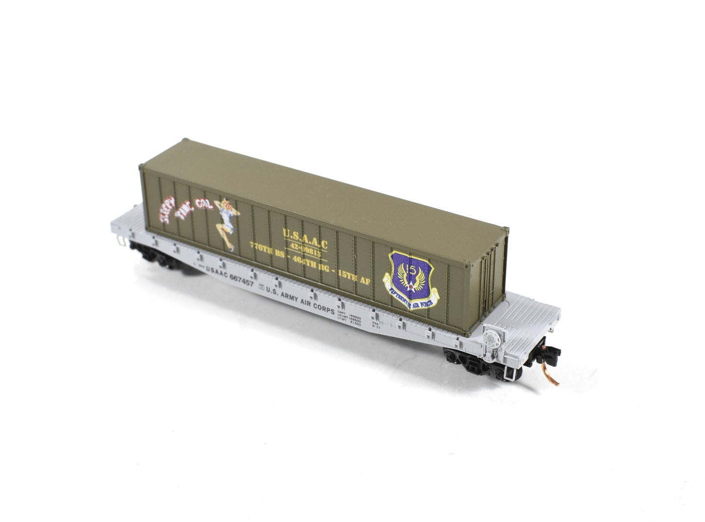 N Scale *WWII USAAC Flat Car, SLEEPY TIME GAL* Container - Micro-Trains 04500503