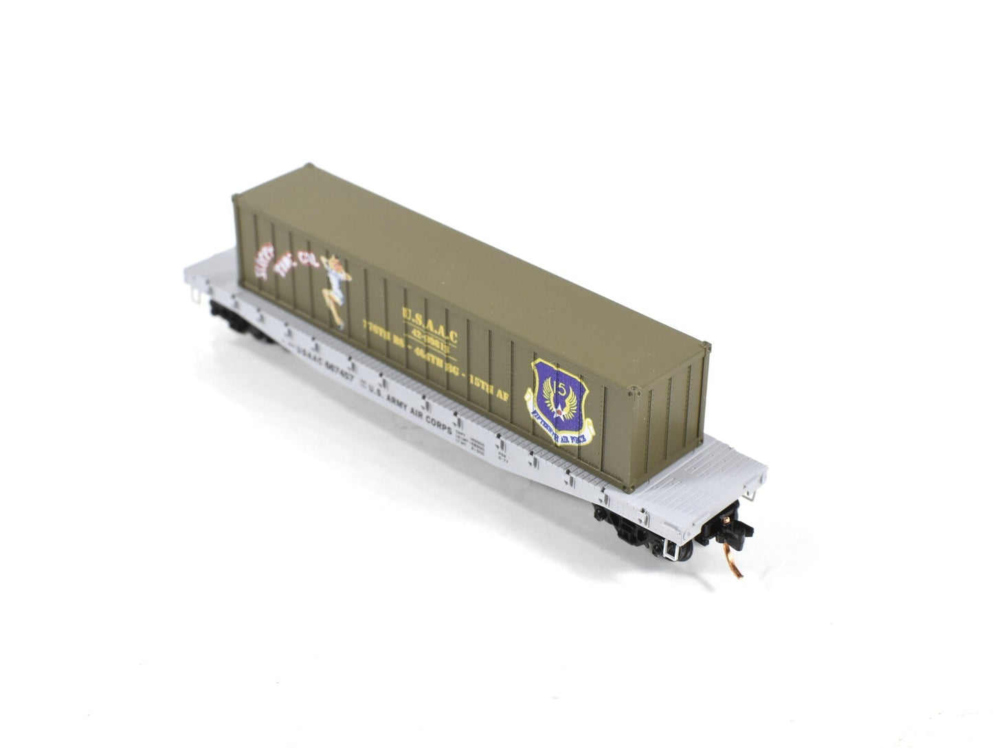 N Scale *WWII USAAC Flat Car, SLEEPY TIME GAL* Container - Micro-Trains 04500503