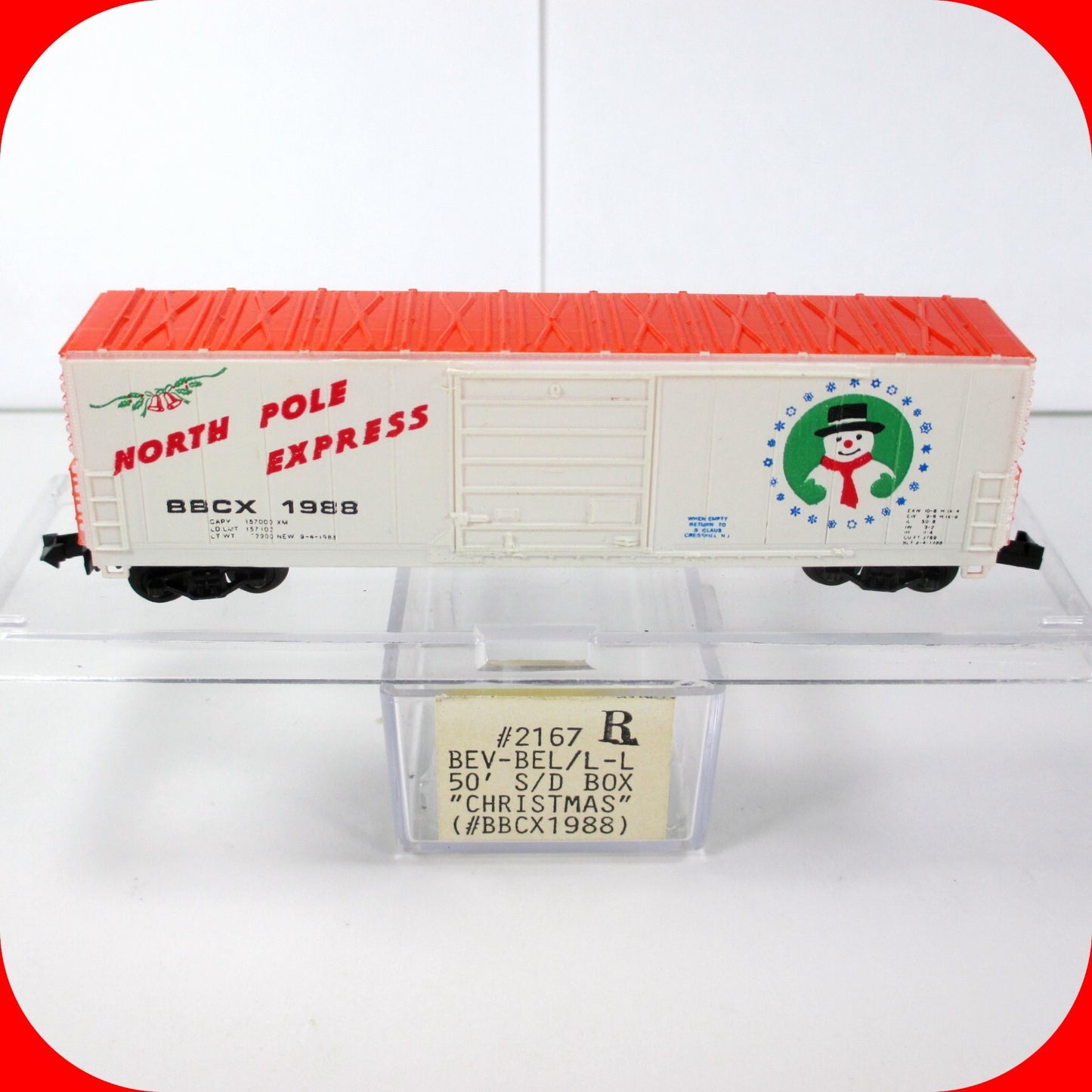 N Scale CHRISTMAS NORTH POLE EXPRESS 50' Box Car - BBCX 1988 ------ Bev-Bel 2167