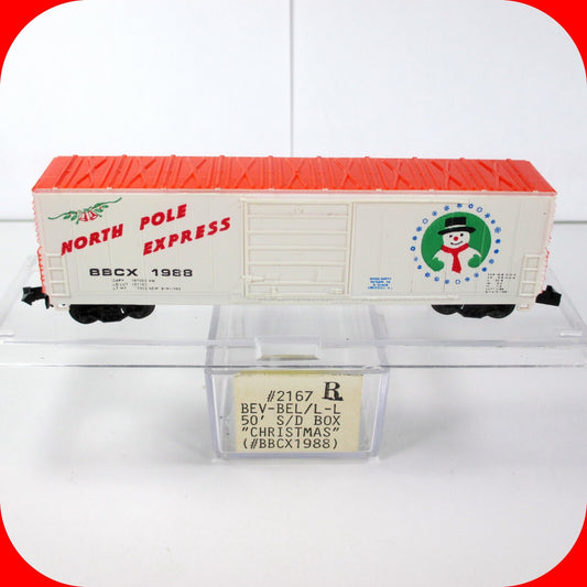 N Scale CHRISTMAS NORTH POLE EXPRESS 50' Box Car - BBCX 1988 ------ Bev-Bel 2167