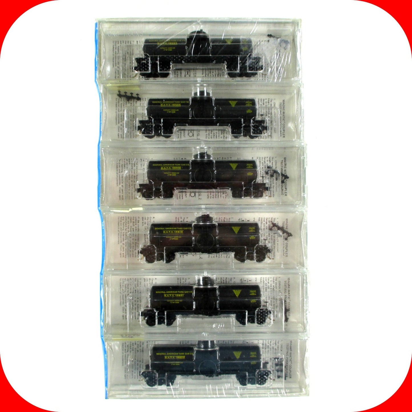 N Scale ***GATX*** Single Dome Tanker 6-Pack -- Kadee Micro Trains 65042 **RARE*