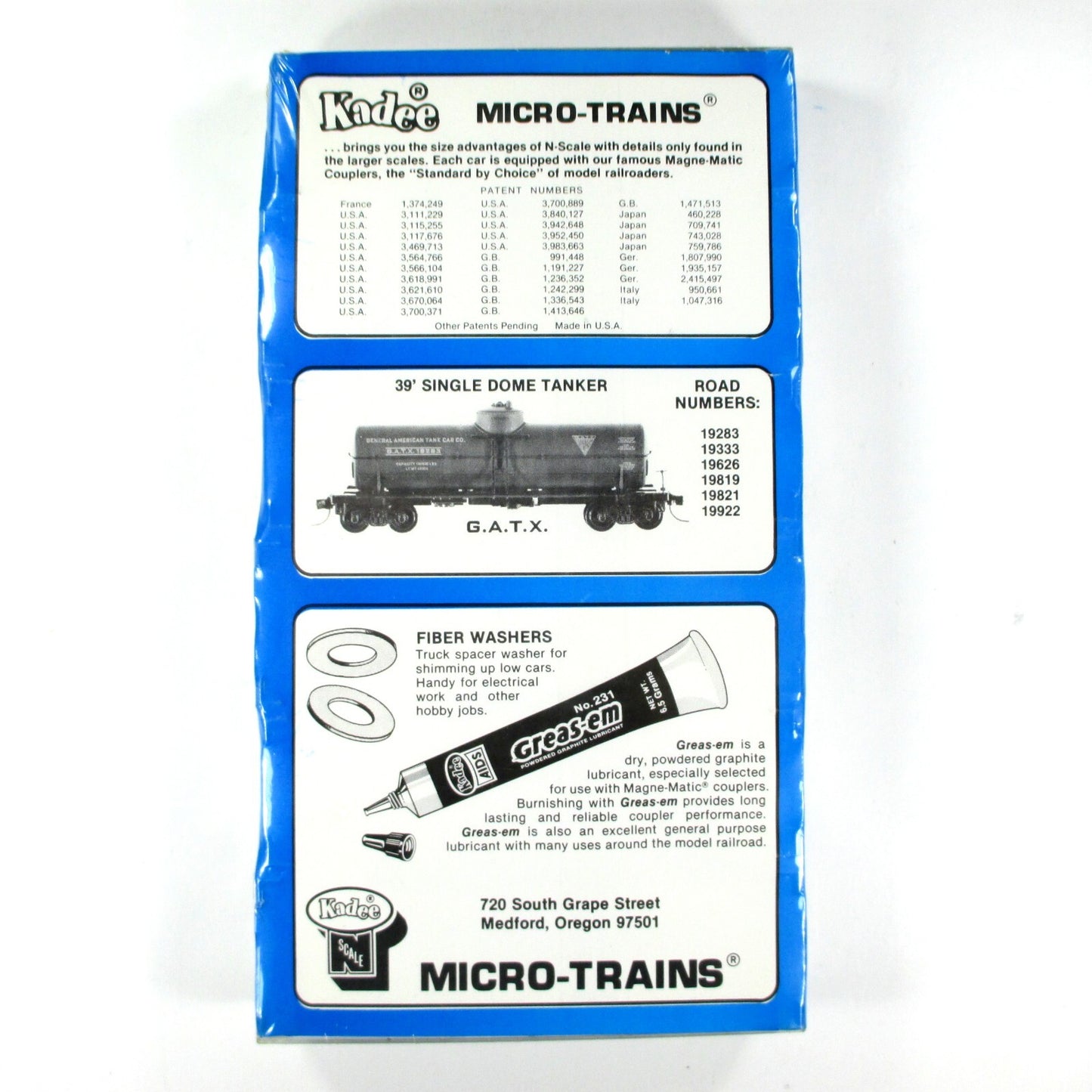 N Scale ***GATX*** Single Dome Tanker 6-Pack -- Kadee Micro Trains 65042 **RARE*
