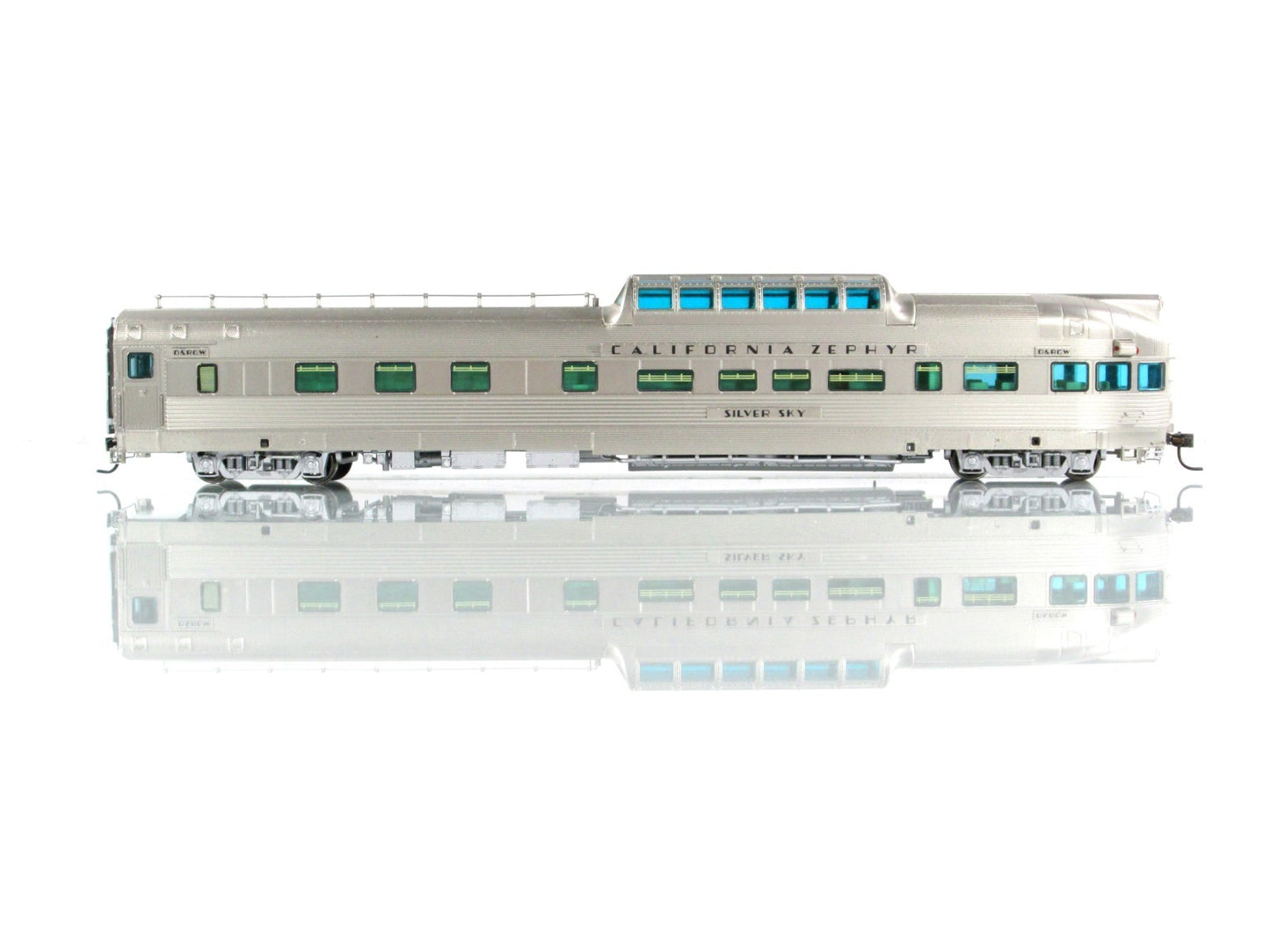 HO Scale ***DRGW CA ZEPHYR** SILVER SKY Vista Dome #1145 - Broadway 522, Lighted