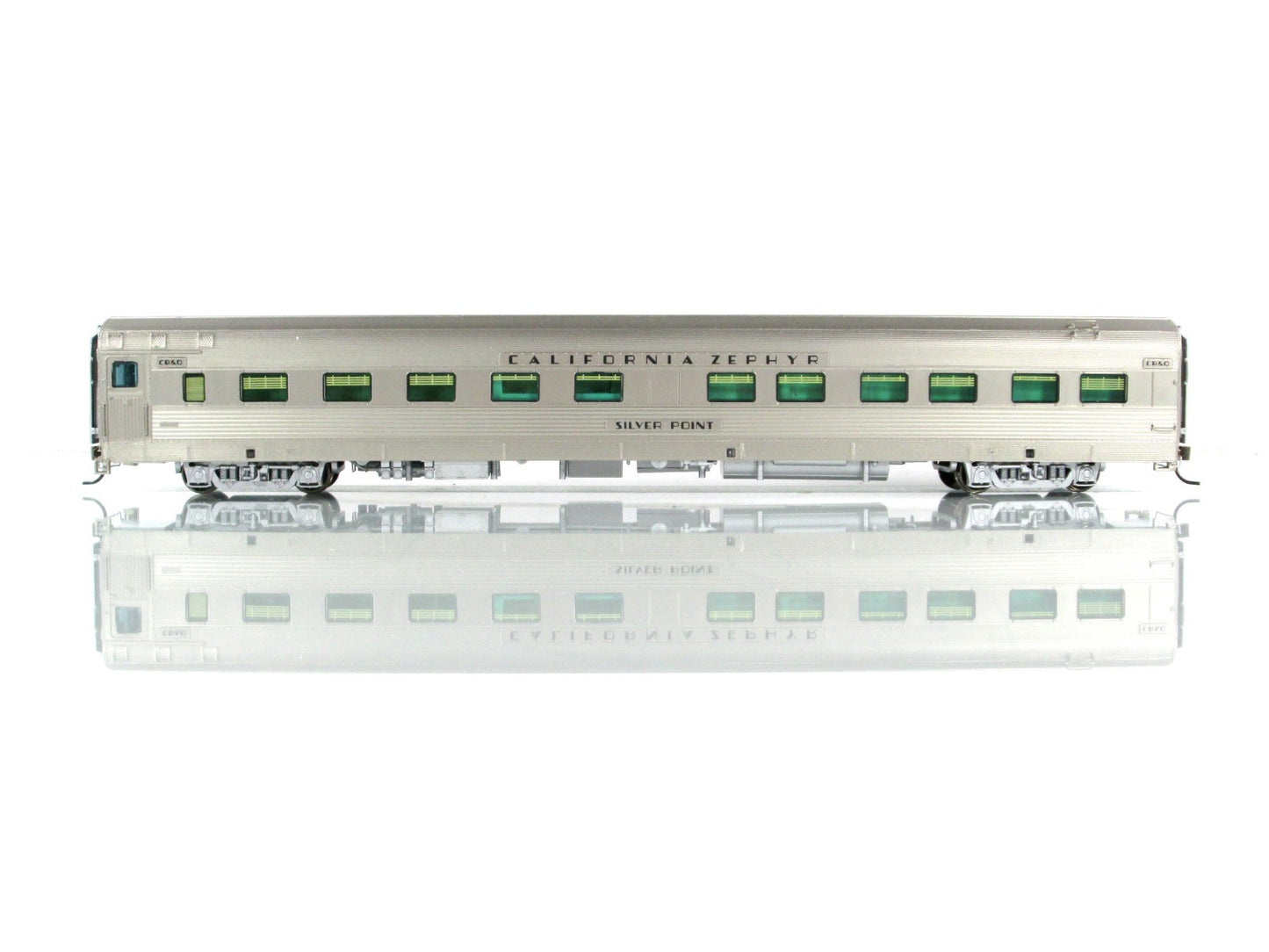 HO Scale *CBQ CALIFORNIA ZEPHYR* SILVER POINT Sleeper 423, Broadway 507, Lighted