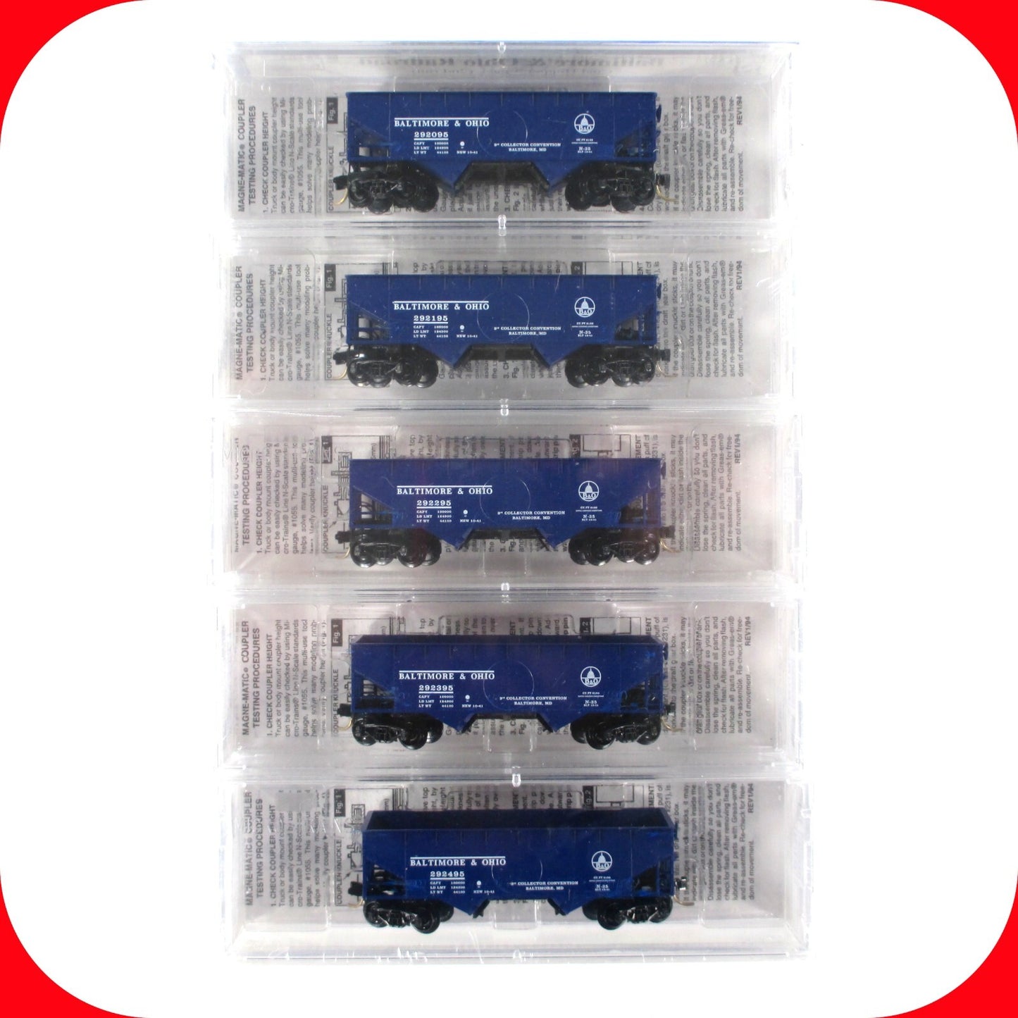 N Scale *BALTIMORE OHIO* Coal Hopper 5-Pack Set, B&O Blue - Micro Trains **RARE*