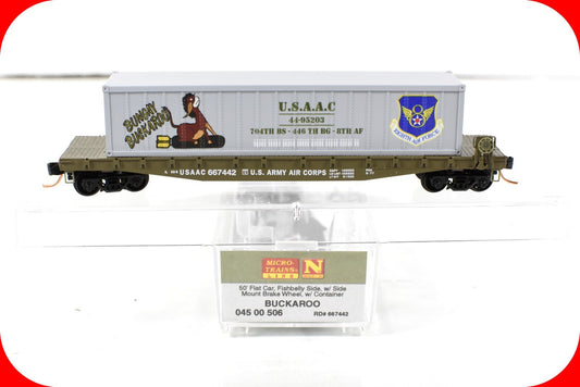 N Scale *WWII USAAC Flat Car, BUNGAY BUCKAROO* Container - Micro-Trains 04500506