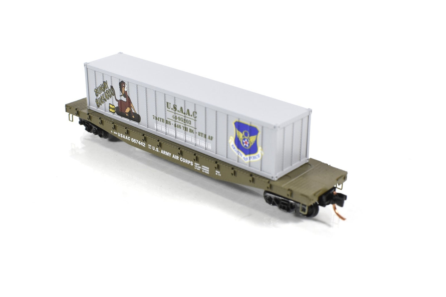 N Scale *WWII USAAC Flat Car, BUNGAY BUCKAROO* Container - Micro-Trains 04500506