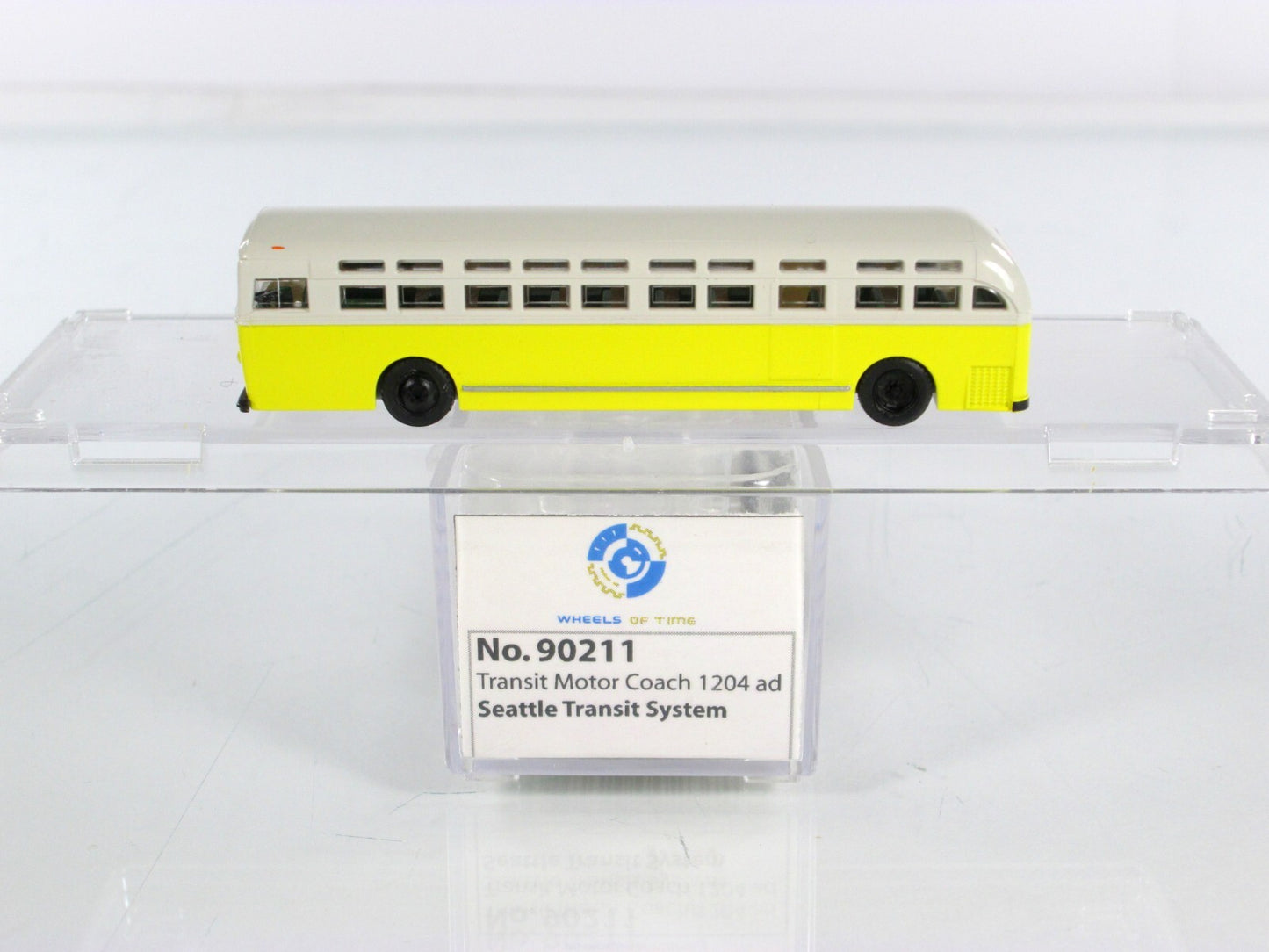 N Scale ***SEATTLE TRANSIT*** Motor Coach, TWA ad, #1204 - WHEELS of TIME 90211