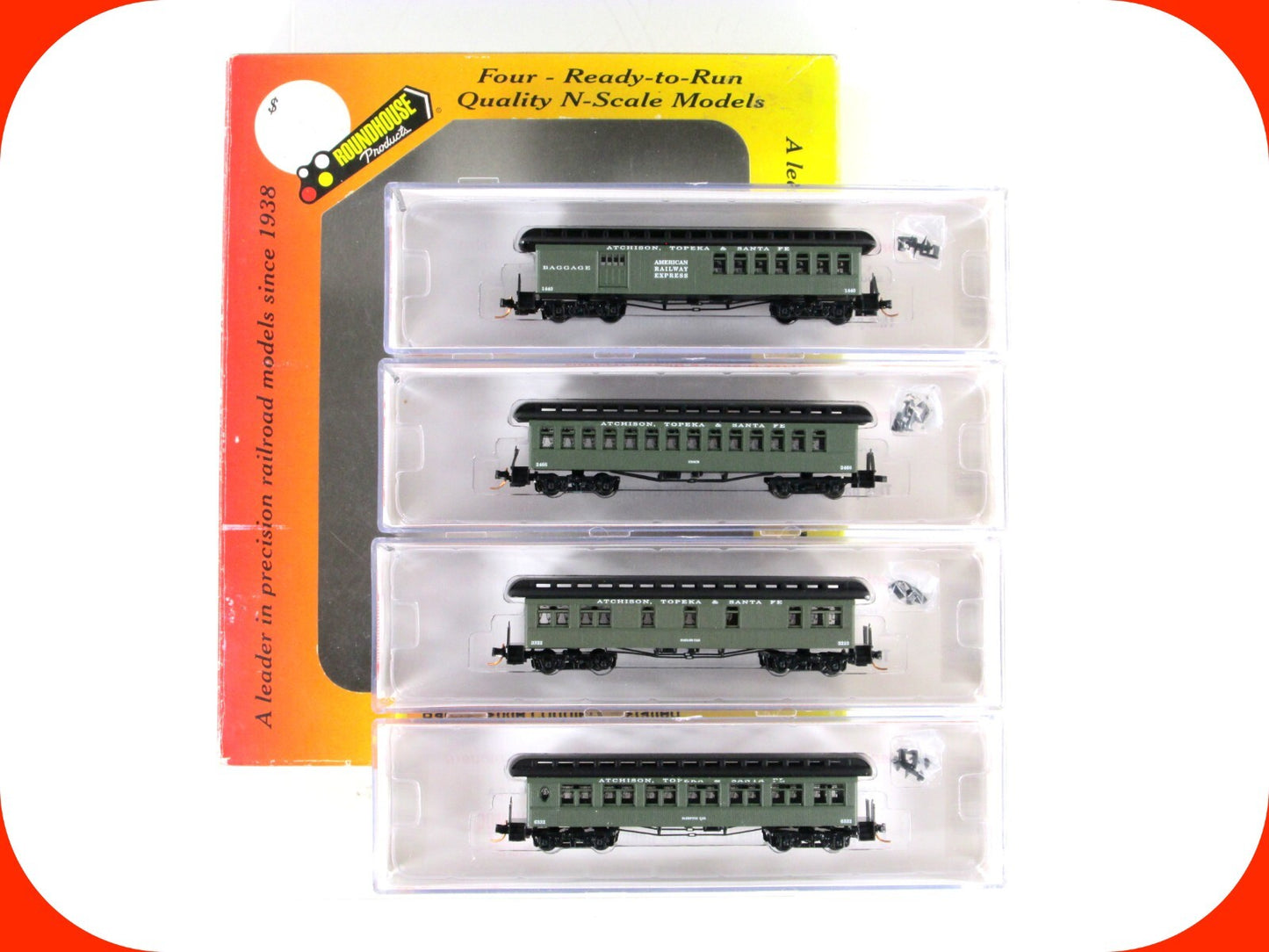 N Scale ***SANTA FE** OVERLAND Passenger 4-Set - Roundhouse 89416 - MTL Couplers