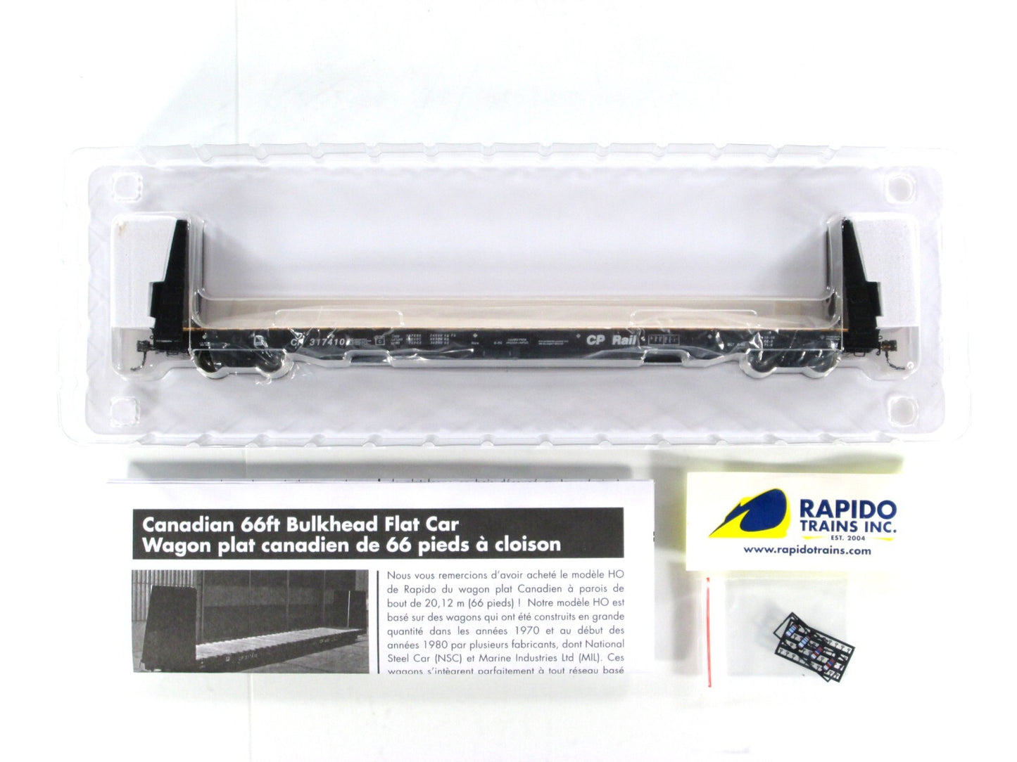 HO Scale ***CANADIAN PACIFIC*** Bulkhead Flat Car 6-Pack - Rapido Trains 147002A