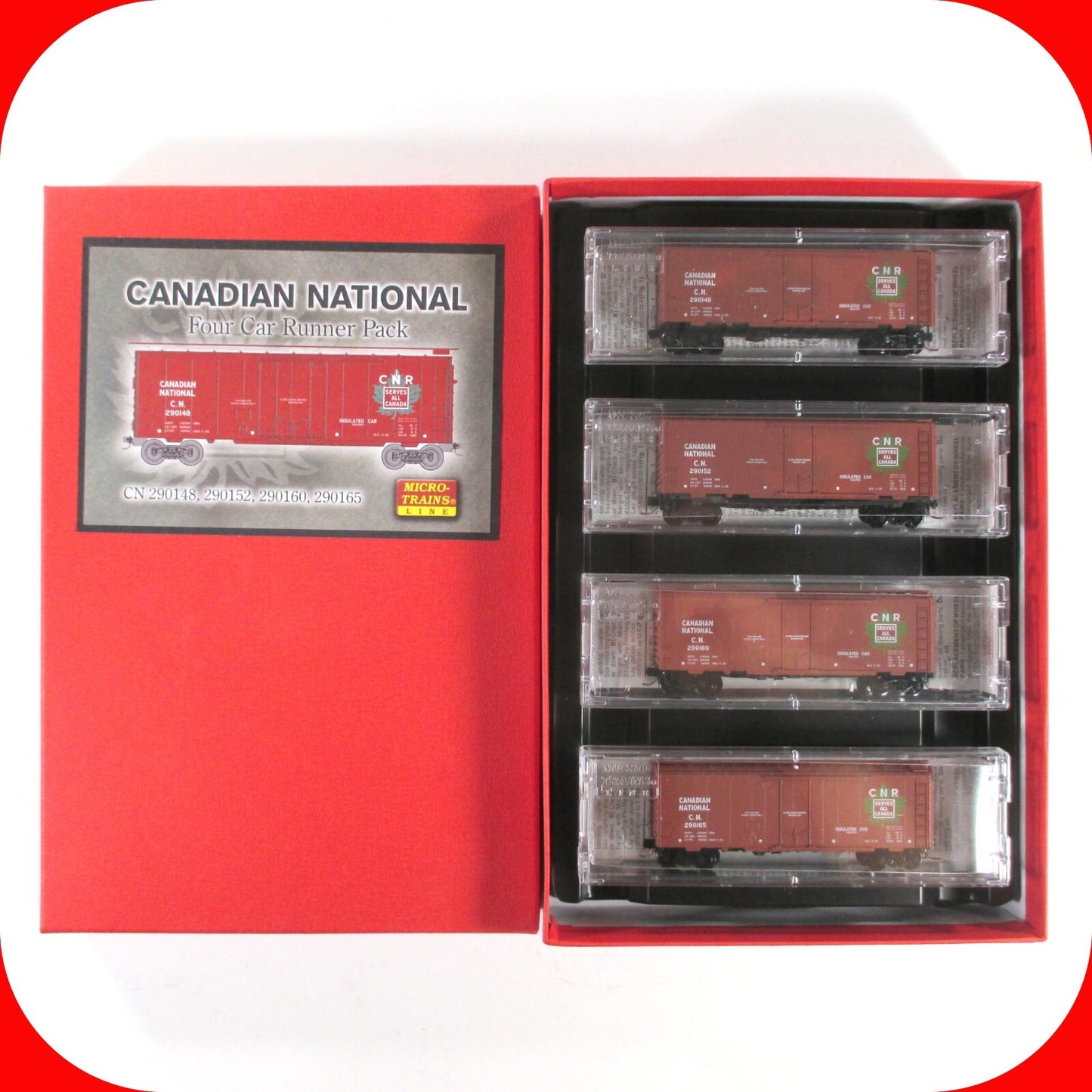 N Scale ***CANADIAN NATIONAL*** Box Car Runner 4-Pack #11 -Micro Trains 99300011