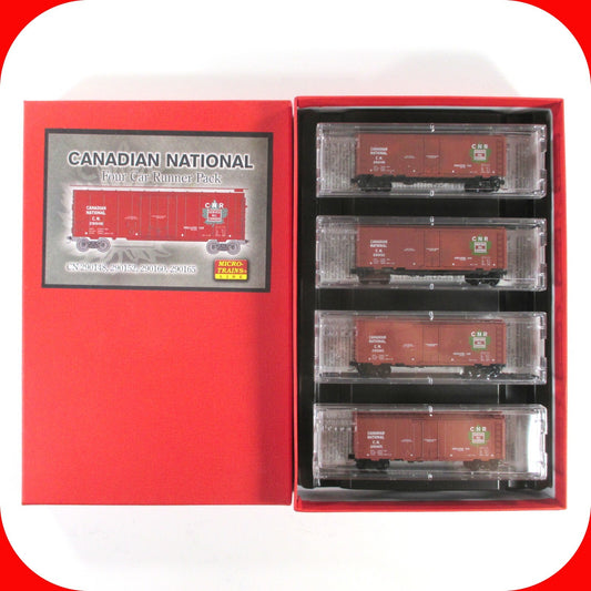 N Scale ***CANADIAN NATIONAL*** Box Car Runner 4-Pack #11 -Micro Trains 99300011