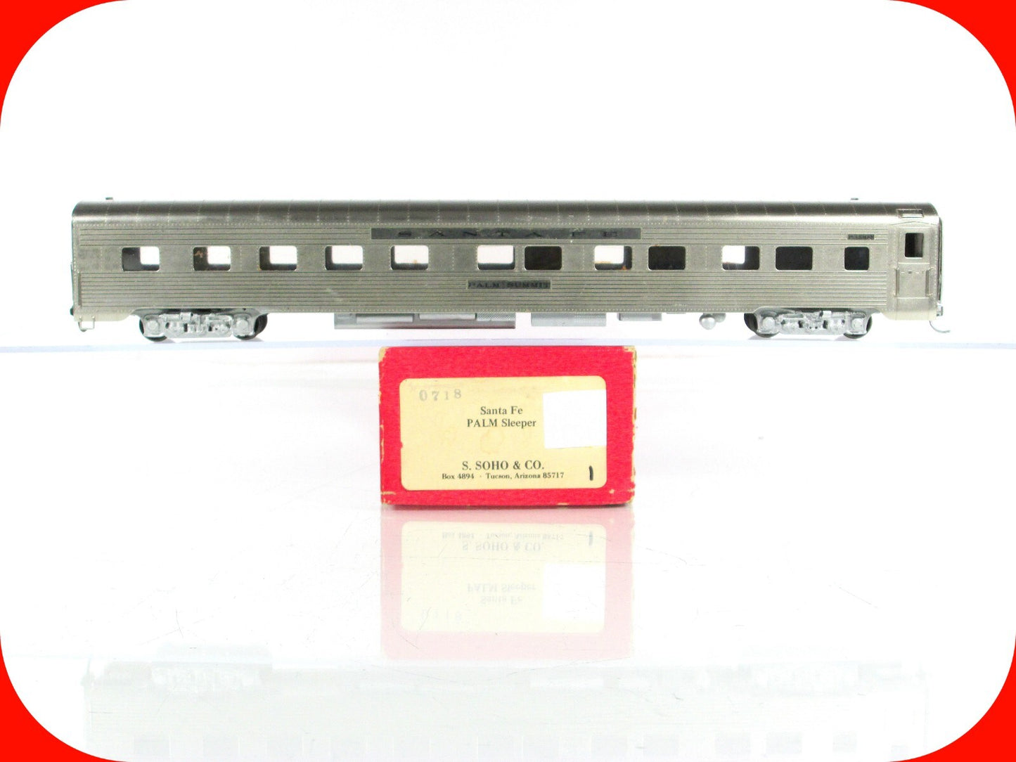 HO Scale BRASS ***SANTA FE*** PALM SUMMIT Sleeper Car ---- Soho 0718, Knuckle Cp