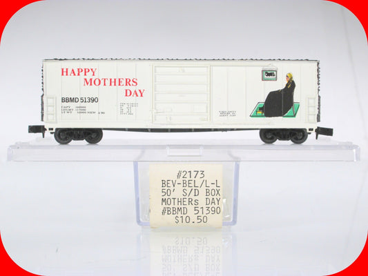 N Scale ***HAPPY MOTHER'S DAY*** 50' Door Box Car - BBMD 51390 ---- Bev-Bel 2173