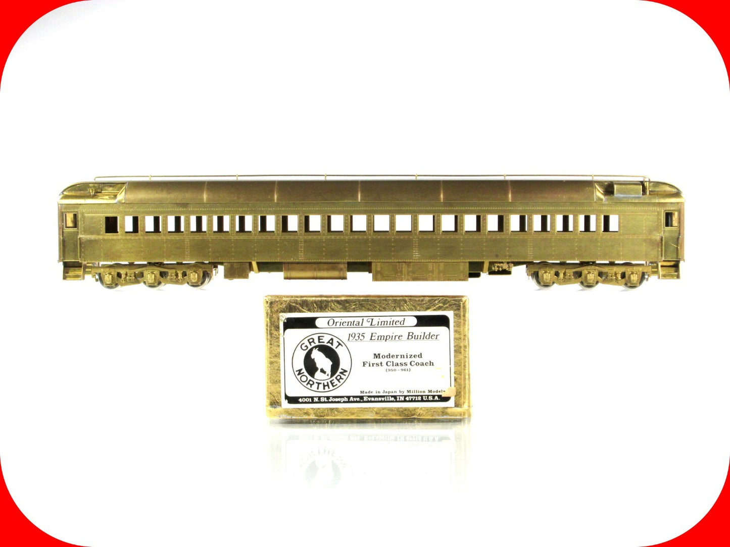 HO Scale BRASS **GREAT NORTHERN 1935 EMPIRE BUILDER** 1st Class Coach - ORIENTAL