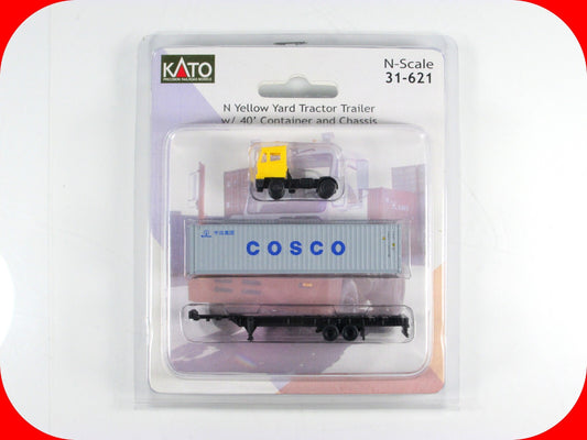 N Scale ***Yard Tractor Trailer, 40' COSCO Container and Chassis***  Kato 31-621