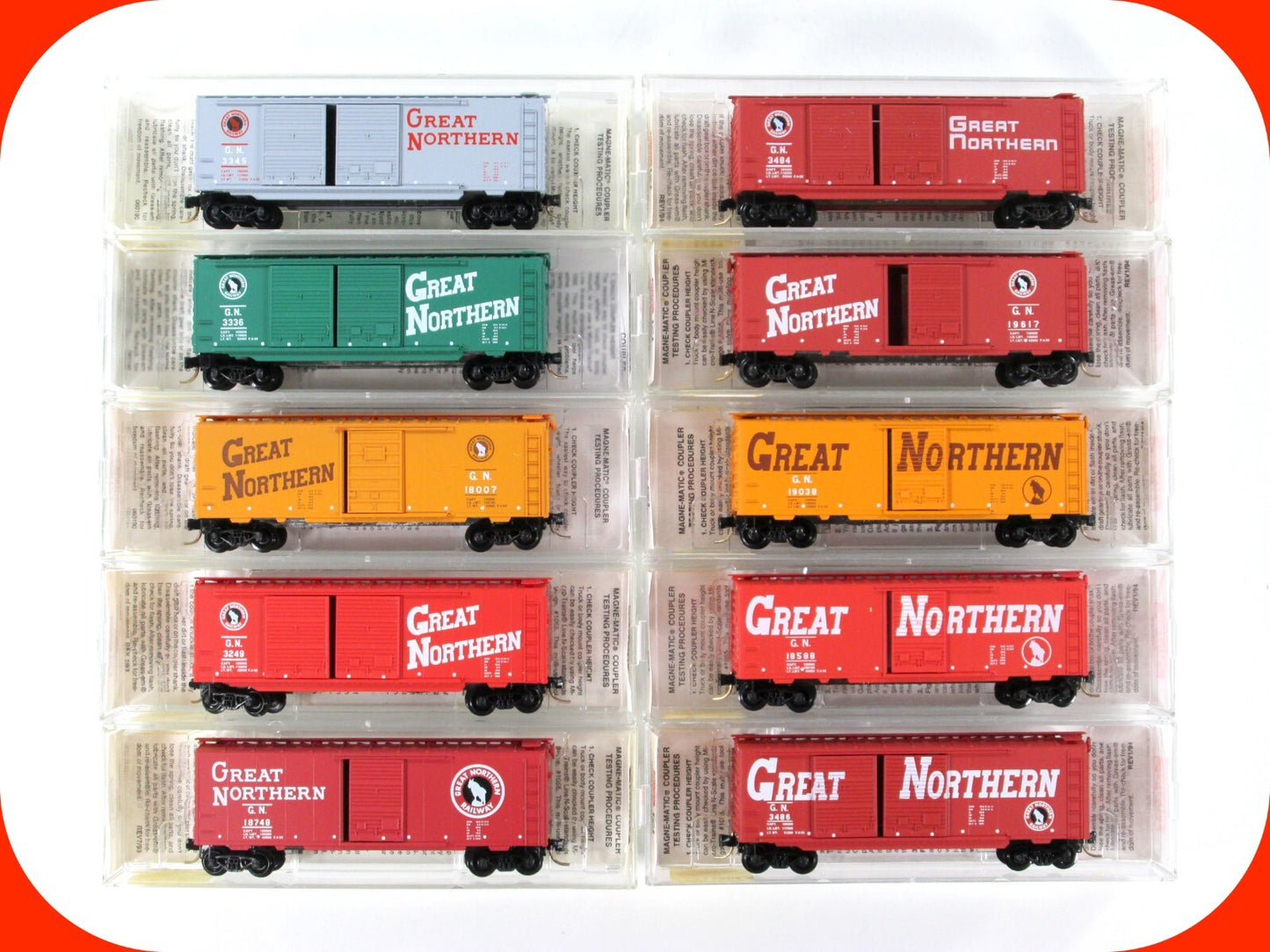 N Scale ***GREAT NORTHERN CIRCUS*** Box Car COMPLETE 10-Pack Set -- Micro Trains