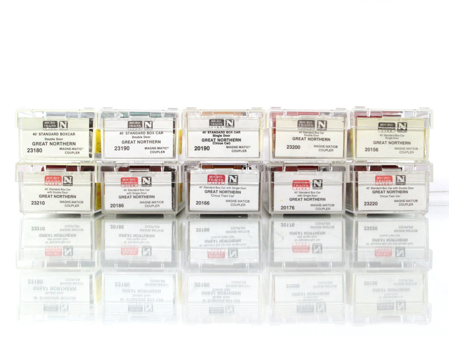 N Scale ***GREAT NORTHERN CIRCUS*** Box Car COMPLETE 10-Pack Set -- Micro Trains