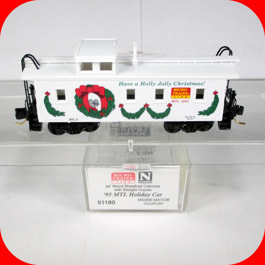 N Scale ***HOLLY JOLLY CHRISTMAS*** Holiday Caboose, 1995 - Micro Trains 51180