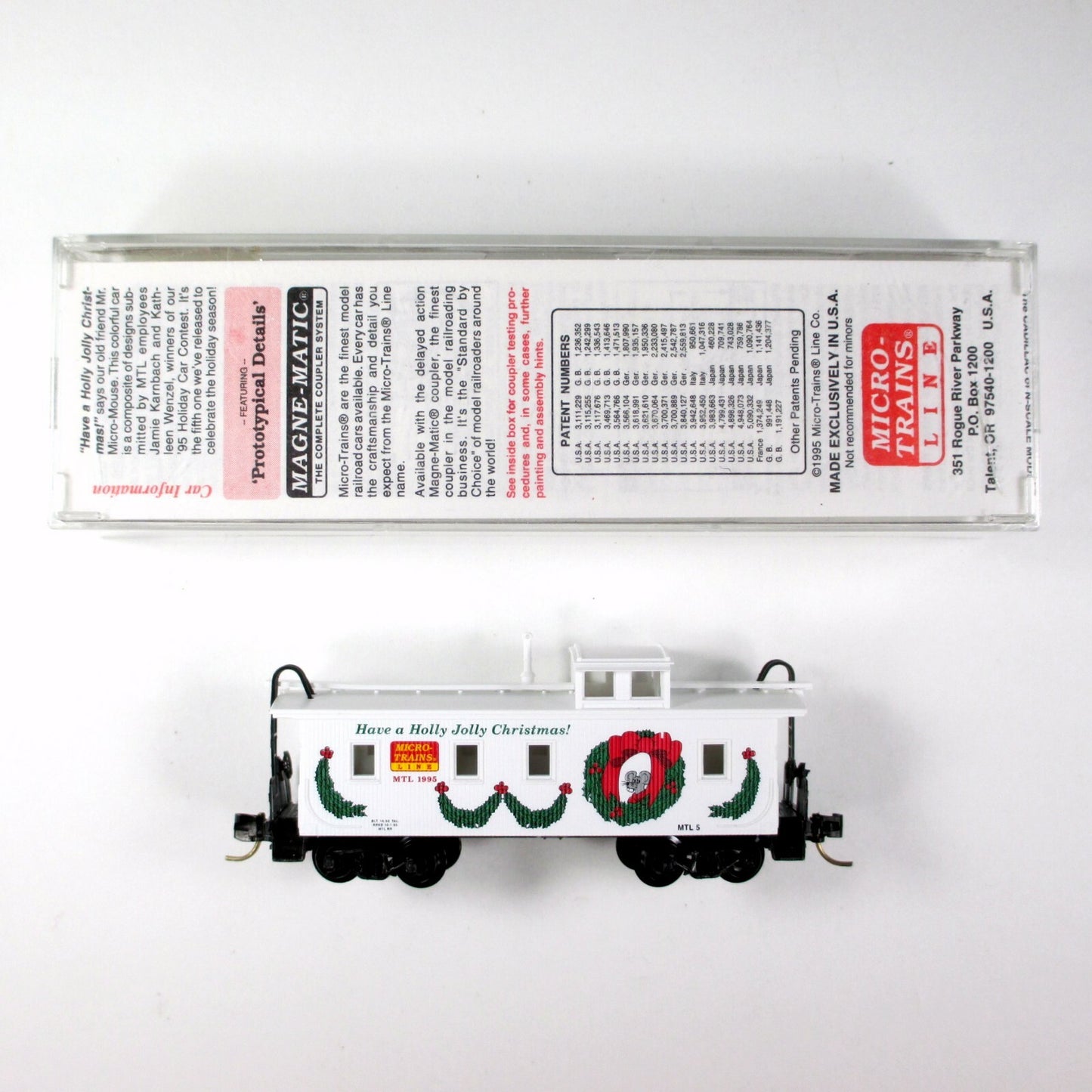 N Scale ***HOLLY JOLLY CHRISTMAS*** Holiday Caboose, 1995 - Micro Trains 51180