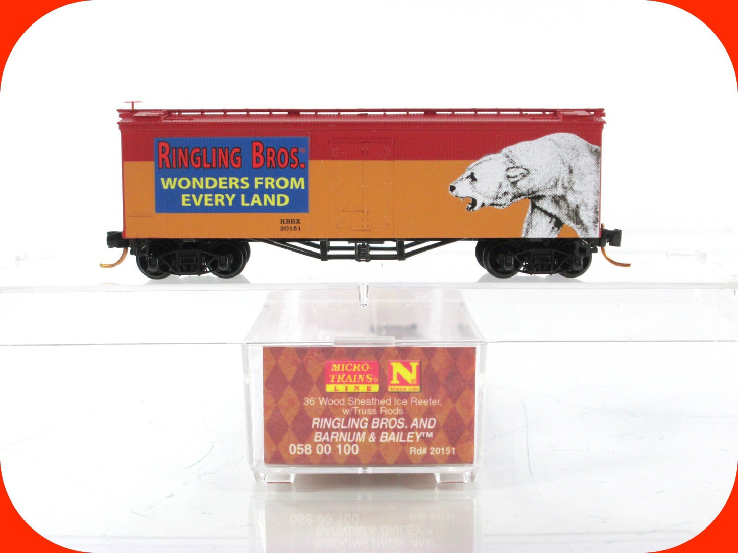 N Scale ***RINGLING CIRCUS*** Polar Bear Box Car #20151 ---Micro Trains 05800100
