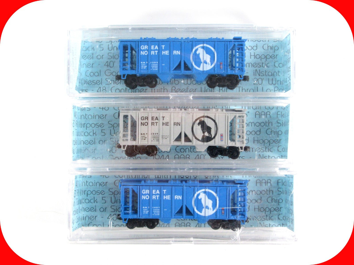 N Scale **GREAT NORTHERN** 2-Bay Covered Hopper 3-Set, 1967 Scheme, DELUXE 72503