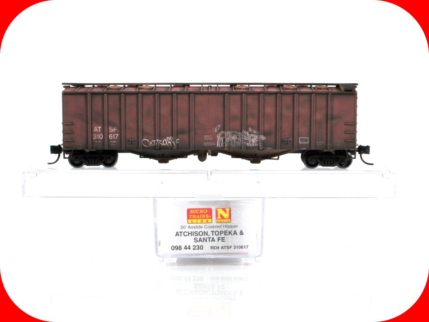 N Scale **SANTA FE** Weathered, Graffiti Airslide Hopper - Micro Trains 09844230