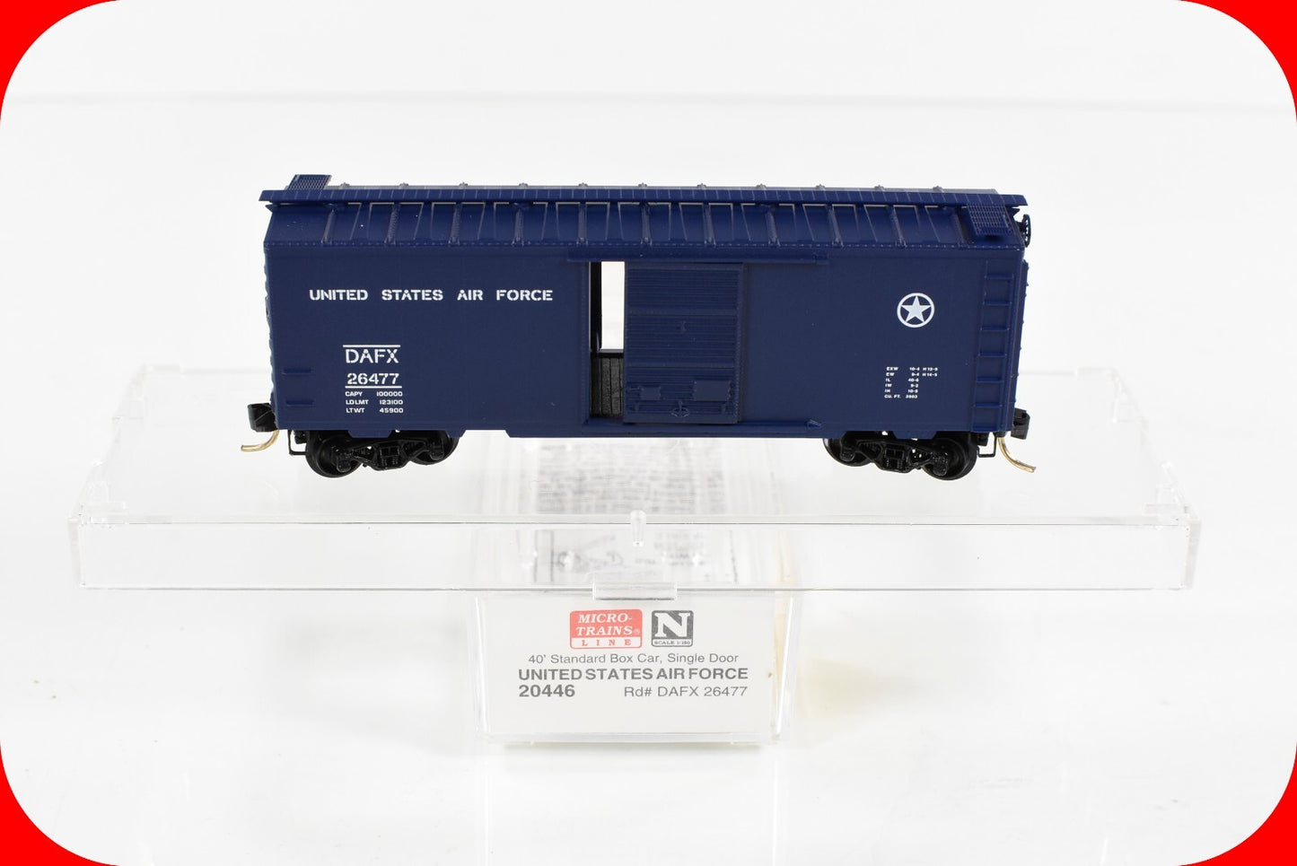 N Scale US AIR FORCE 40' Single Door Box Car -- USAF 26477 -- Micro Trains 20446