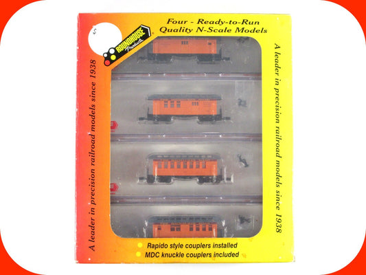 N Scale ***MILWAUKEE ROAD*** OVERTON Old-Time Passenger 4-Set - Roundhouse 89429