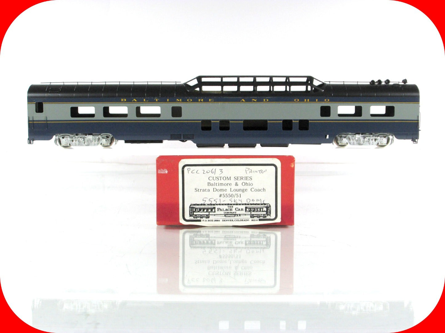 HO Scale BRASS ***B&O*** Strata Dome Lounge Coach #5550/51 -- Palace Car Company