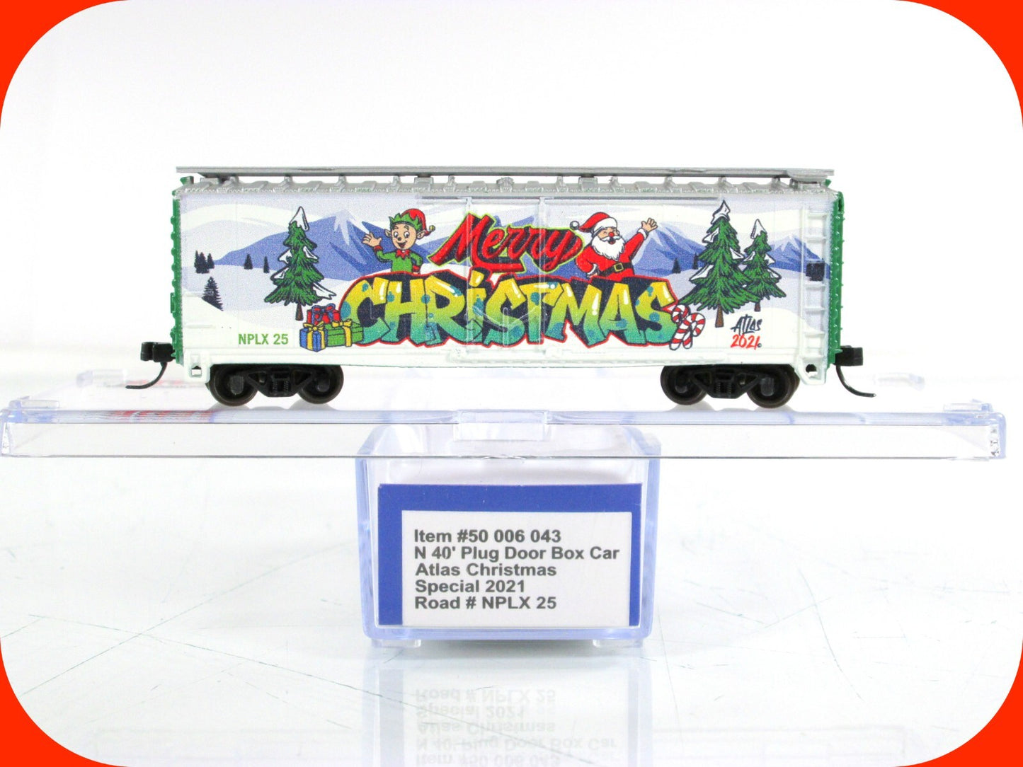N Scale ***MERRY CHRISTMAS 2021*** 40' Box Car, NPLX 25 - Atlas Special 50006043